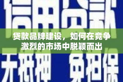 环江贷款品牌建设，如何在竞争激烈的市场中脱颖而出