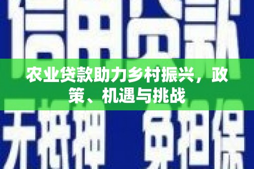 环江农业贷款助力乡村振兴，政策、机遇与挑战