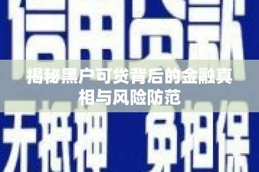 环江揭秘黑户可贷背后的金融真相与风险防范