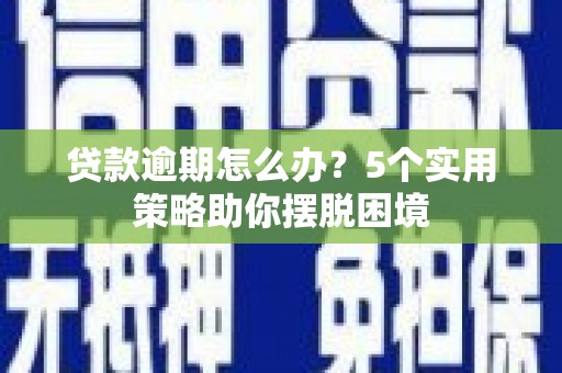 环江贷款逾期怎么办？5个实用策略助你摆脱困境