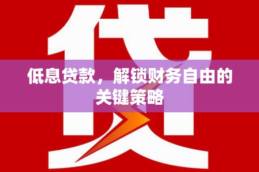 环江低息贷款，解锁财务自由的关键策略