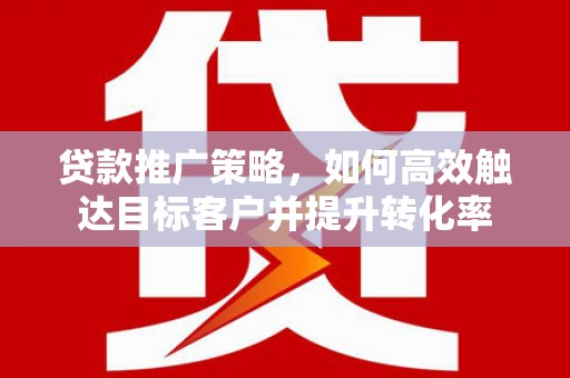 环江贷款推广策略，如何高效触达目标客户并提升转化率