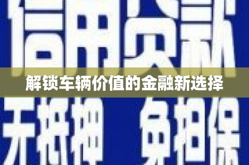 环江解锁车辆价值的金融新选择
