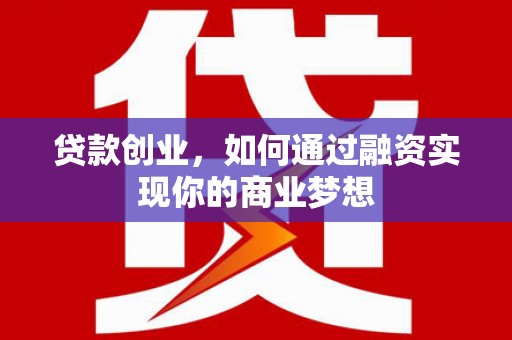 环江贷款创业，如何通过融资实现你的商业梦想