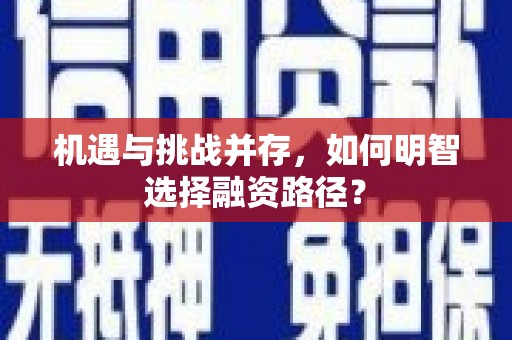 环江机遇与挑战并存，如何明智选择融资路径？